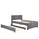 preview thumbnail 10 of 13, Modern and Timeless，Full Upholstered Platform Bed with Trundle，Multifunctional Design