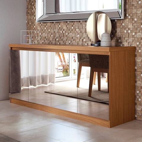 Viennese 62.99 in. 6- Shelf Buffet Cabinet with Mirrors in Maple Cream