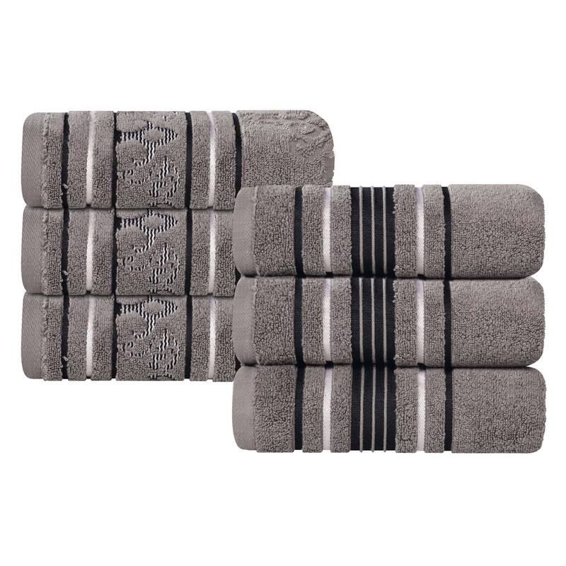 Superior Sadie Zero Twist Cotton Solid and Floral Hand Towel Set of 6