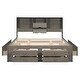 preview thumbnail 21 of 23, King Size Platform Bed with Storage Headboard & 8 Drawers - White