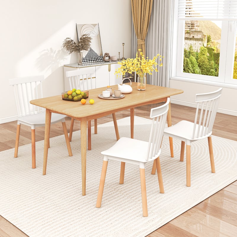 Gymax Set of 4 Windsor Dining Chairs Dining Chairs w/ Spindle Backs &