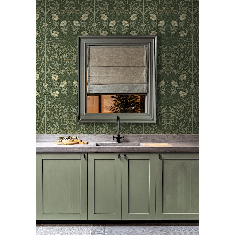 NextWall Stenciled Floral Peel and Stick Wallpaper
