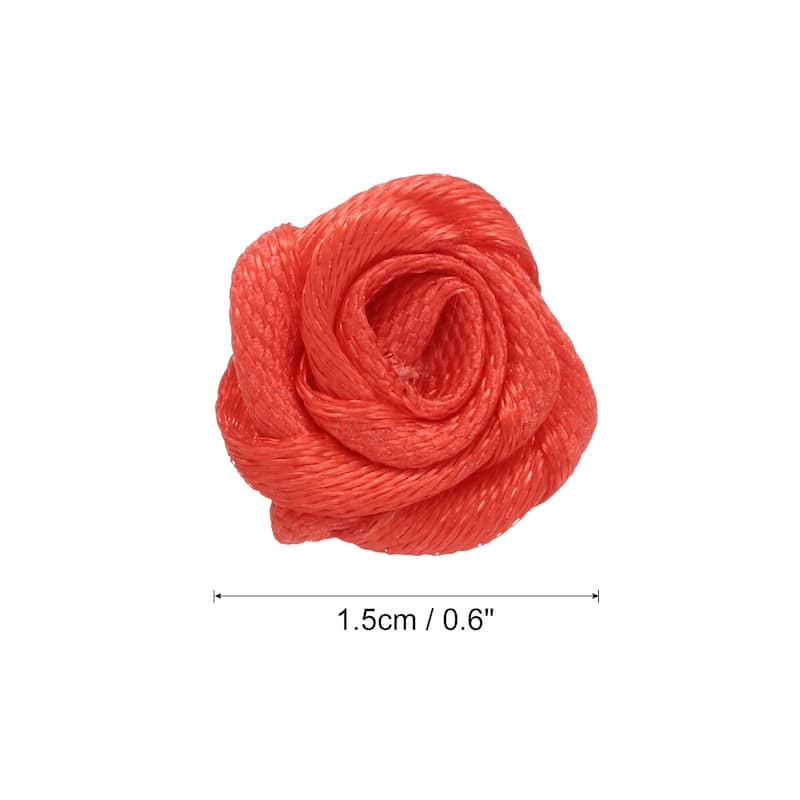 100pcs 1.5cm Mini Ribbon Roses for Crafts Artificial Fabric Flowers - Red
