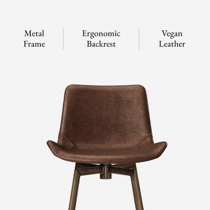 Maven Lane Victor Metal & Vegan Leather Kitchen Dining Stool