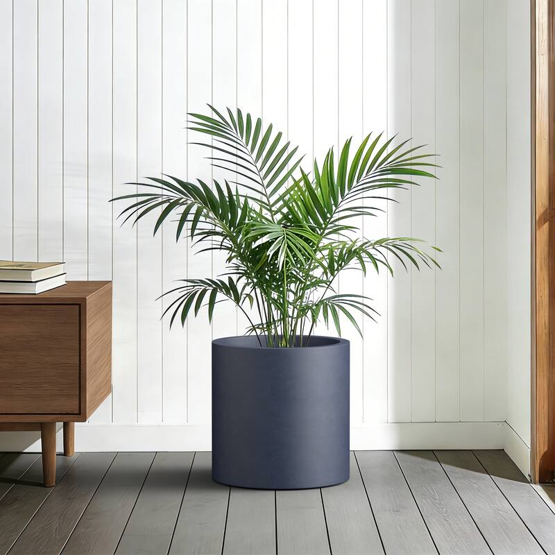 Concrete Tall Round Pot Cylindrical Flower Planter with Drainage Hole