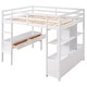 preview thumbnail 25 of 32, Multifunctional Loft Bed Full Size Loft Bed Solid with Built-in Desk and Two Drawers,Storage Shelves,Guardrail