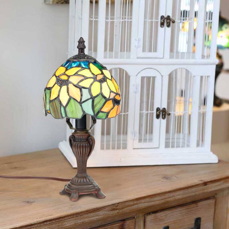 Copper Grove 11.5-inch Tiffany Style Stained Glass Sunflower Lamp - 6"L x 6"W x 12"H