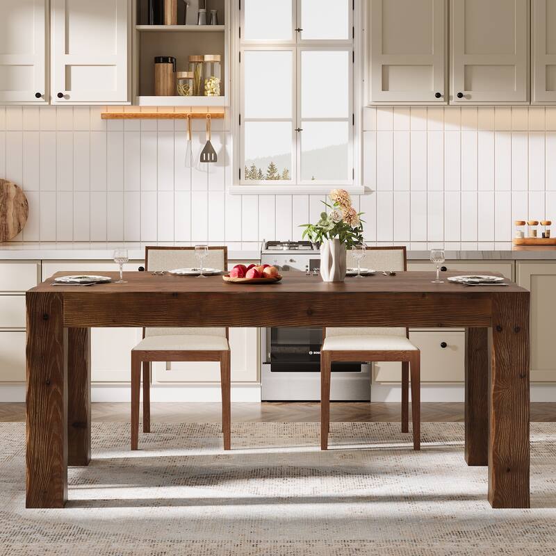 63-Inch Solid Wood Dining Table for 4-6 - 31.5" D x 63" W x 29.92" H