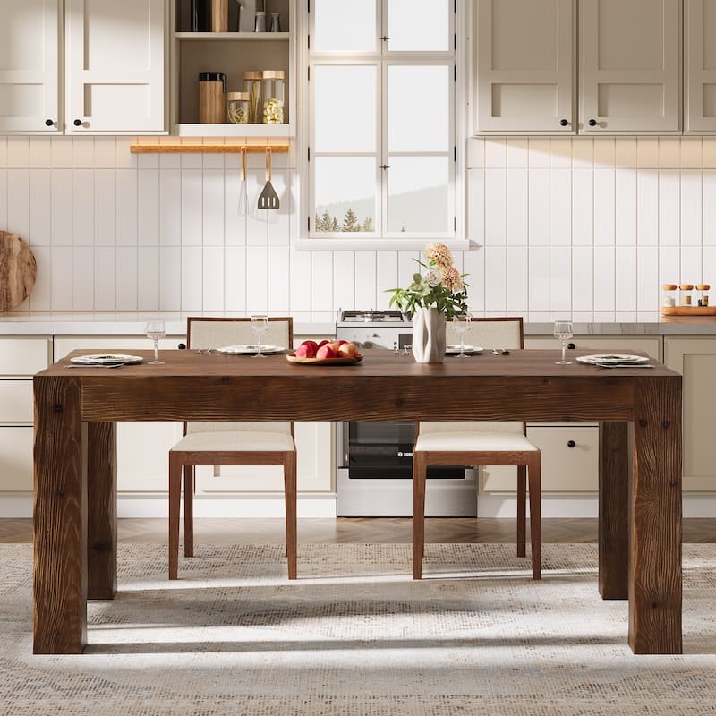 Solid Wood 63" Rectangular Dining Table for 4-6 - 31.5" D x 63" W x 29.92" H