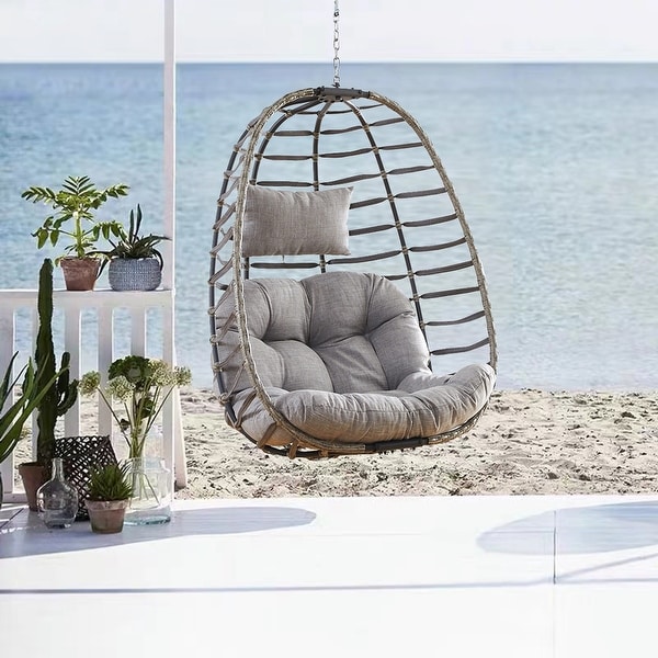 White hanging egg online chair with stand