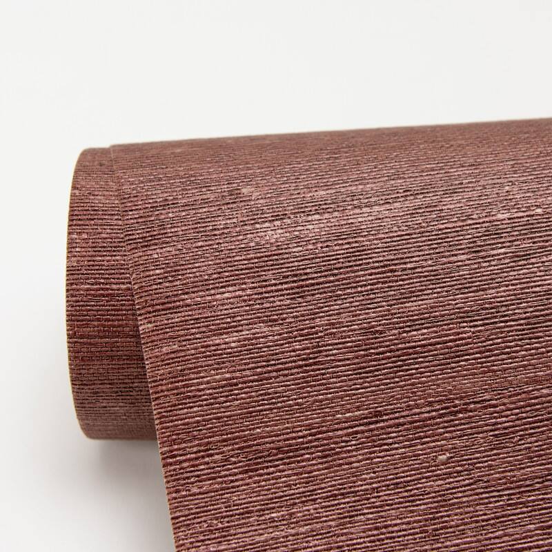 Warner Aspero Red Faux Grasscloth Wallpaper