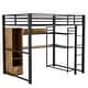 preview thumbnail 7 of 10, Full Size Metal Loft Bed with Built-in Wardrobe, Desk & Shelves, Black