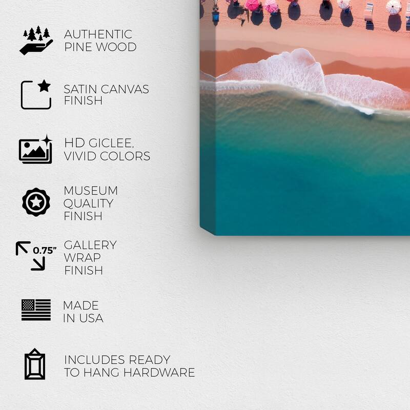 Wynwood Studio Canvas Nautical and Coastal Blush Sand Beach Blue and Teal Nautical & Coastal Wall Art Canvas Print