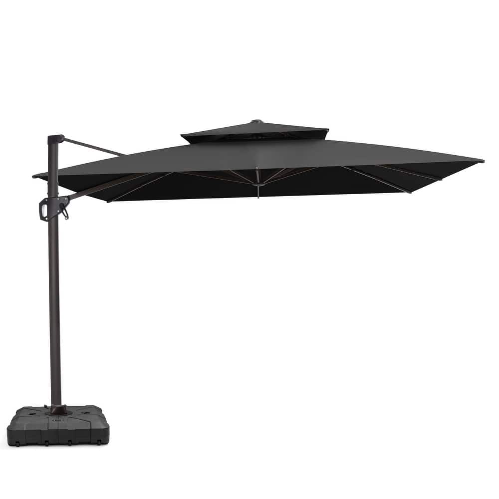 VredHom Patio Outdoor 11 x 11 FT Cantilever-Offset Aluminum Umbrella with HDPE Base