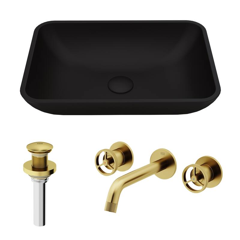 VIGO Sottile 18"L x 13"W Glass Vessel Sink and Cass Wall Mount Faucet Set