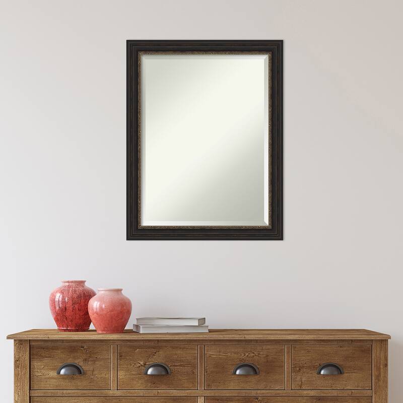 Beveled Bathroom Wall Mirror - Accent Bronze Narrow Frame