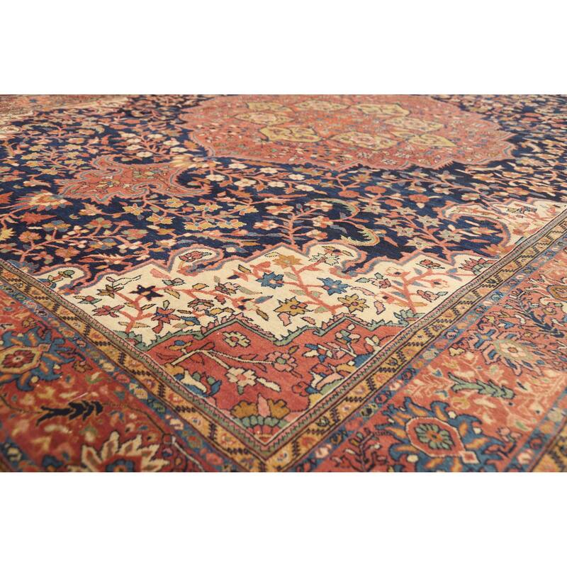Vegetable Dye Sarouk Farahan Persian Area Rug Hand-Knotted Wool Carpet - 9'1"x 12'6" - 9'1"x 12'6" - Blue
