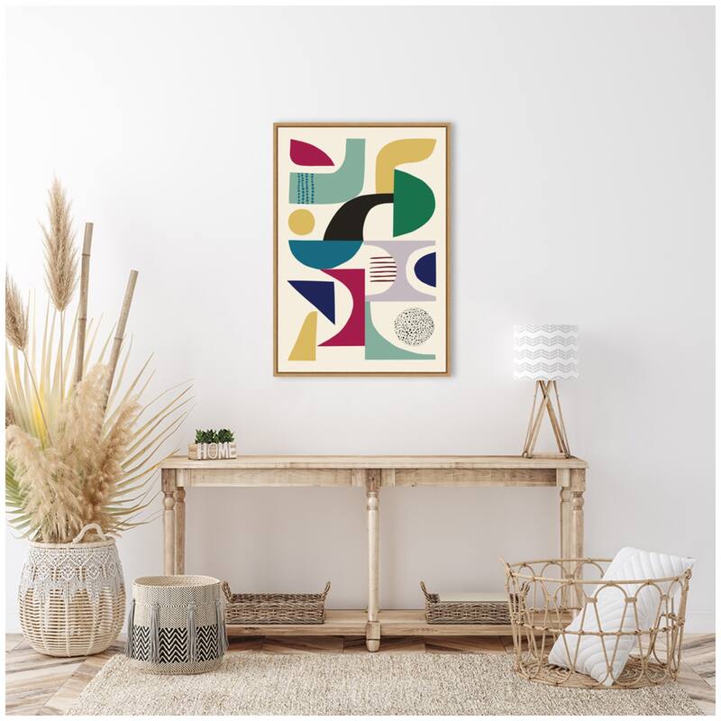 Kate and Laurel Sylvie MCM Retro Abstract Patttern Framed Canvas by Rachel Lee