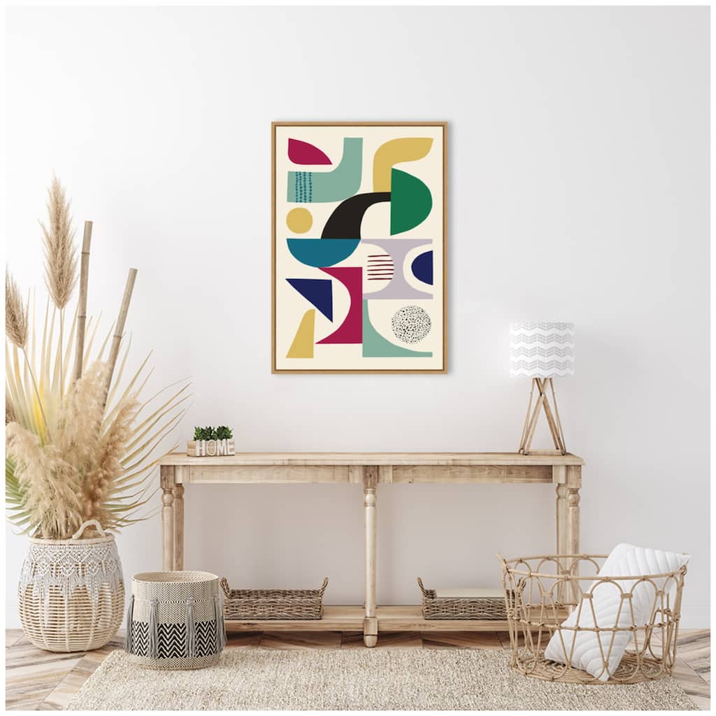Kate and Laurel Sylvie MCM Retro Abstract Patttern Framed Canvas by Rachel Lee