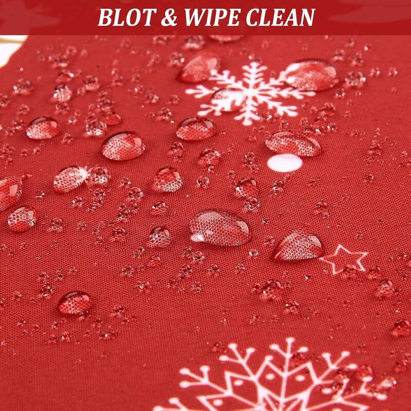 Christmas Round Tablecloth Waterproof Holiday Xmas Decor, Red