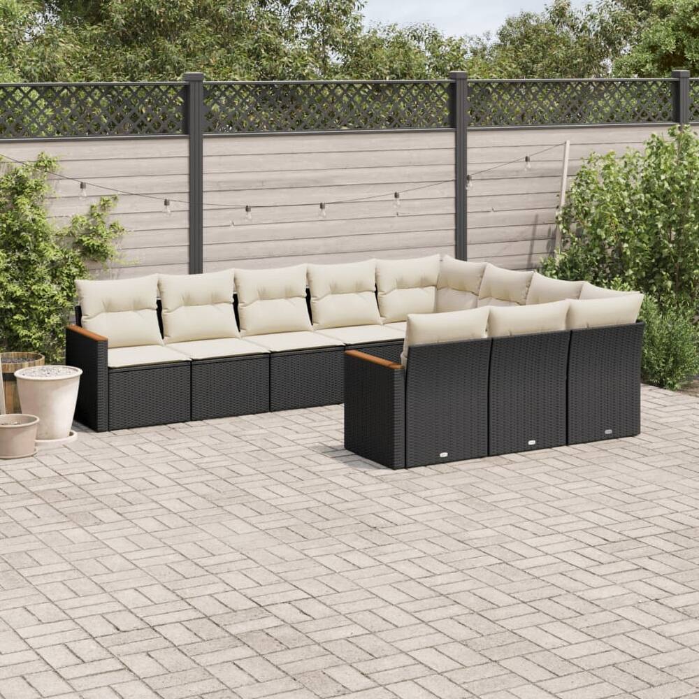 vidaXL Patio Sofa Set with Cushions Outdoor Conversation Furniture Poly Rattan