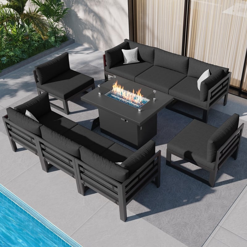 FINCATI Aluminum Outdoor Patio Furniture Conversation Sectional Sofa Set