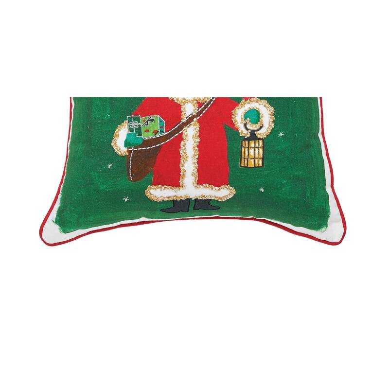 Father Christmas Alphabet Printed & Embellished Throw Pillow