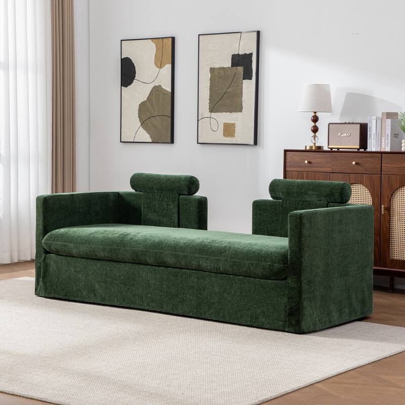 82.68" Extra-Wide Two-Seater Sofa with Chenille Upholstery, Armrest & Backrest Pillows for Living Room