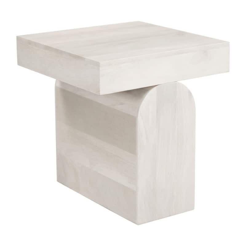 22 Inch Natural Solid Wood Square Pedestal End Table for Living Room - 21" x 21" x 22"