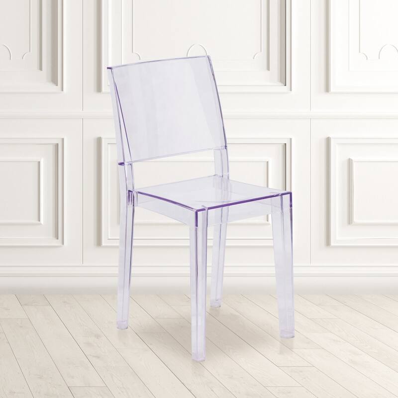 Transparent Stacking Side Chair - Armless Side Chair - Resin Stack Chair - Clear