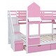 preview thumbnail 17 of 34, Full Over Full Castle Style Bunk Bed Kids Bed with 2 Drawers 3 Shelves and Slide Kids Furniture, Blue