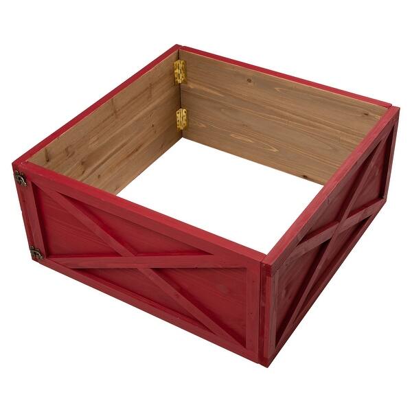 Shop Glitzhome Handcrafted Wooden Christmas Tree Collar On Sale Overstock 28782969
