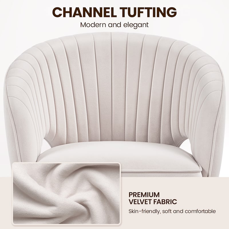 Yaheetech Velvet Office Chair with Tufted Barrel Back, Rolling Wheels, Adjustable Seat Height