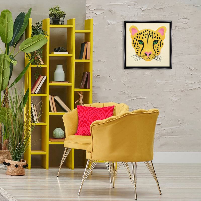 Stupell Modern Wild Cheetah Face Framed Floater Canvas Wall Art Design By Carrie Cantwell