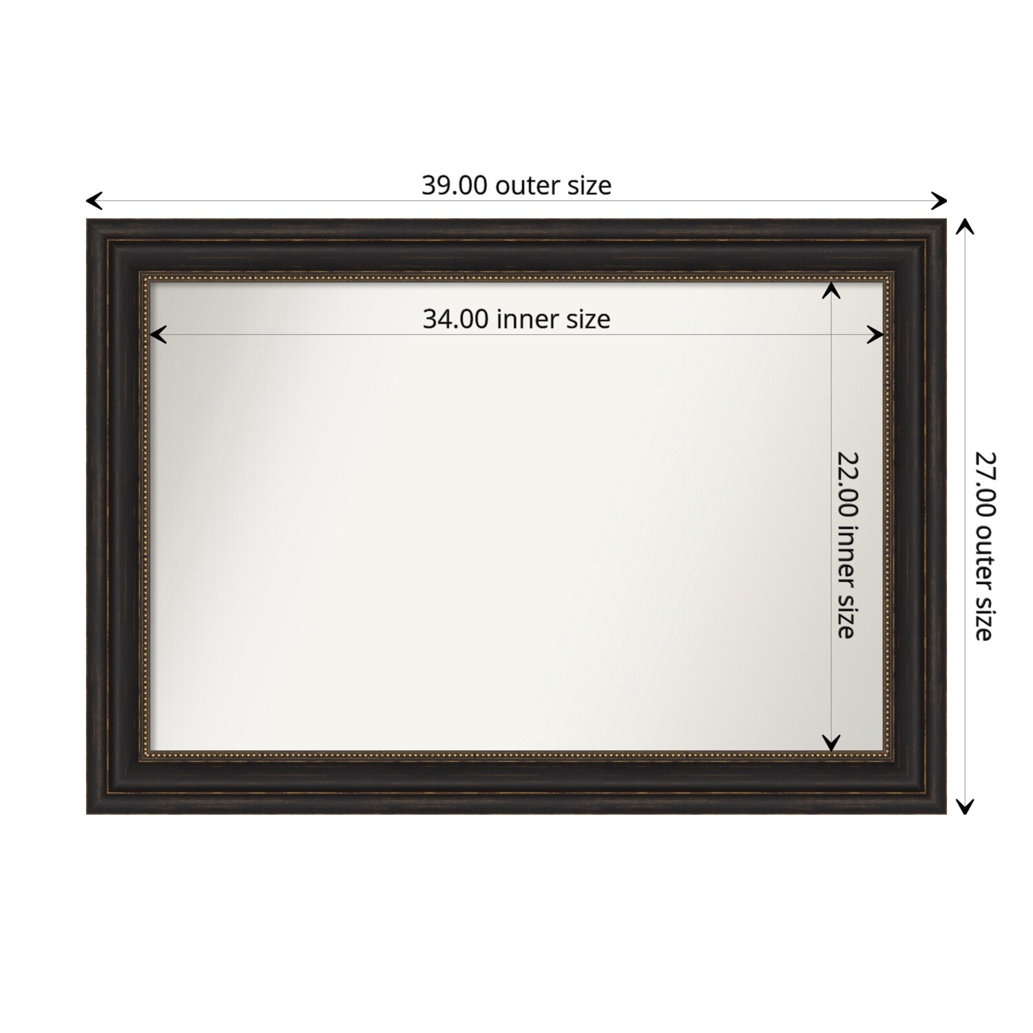 Accent Bronze Framed Non-Beveled Custom Wall Mirror, Bathroom Vanity Mirror