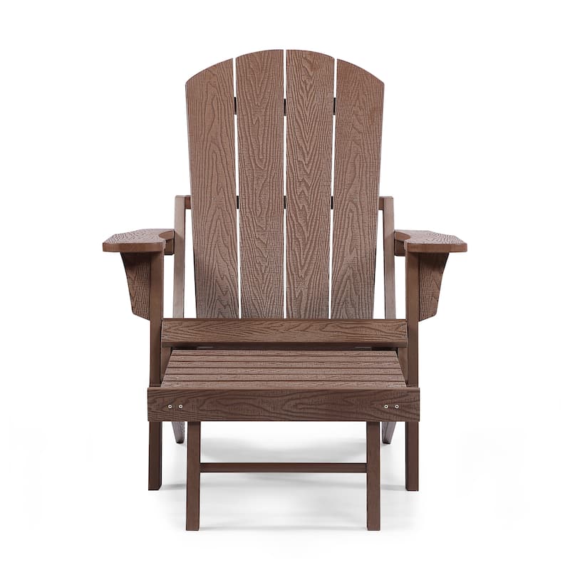Hurley Folding Poly Adirondack Chair with Pull-out Ottoman (Set of 2)