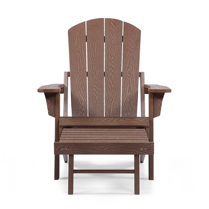 Hurley Folding Poly Plastic Adirondack Chair with Pull-out Ottoman