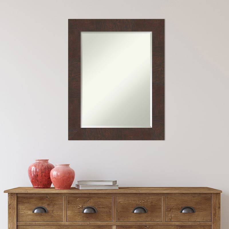 Beveled Bathroom Wall Mirror - Wildwood Brown Frame