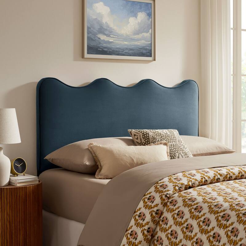 Athena Stain-Resistant Performance Velvet Headboard - Cadet Blue - Queen