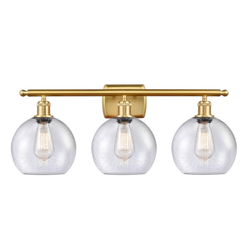 Innovations Lighting Athens 3 Light 26" Bath Vanity Light - 8" Shade - Satin Gold/Seedy