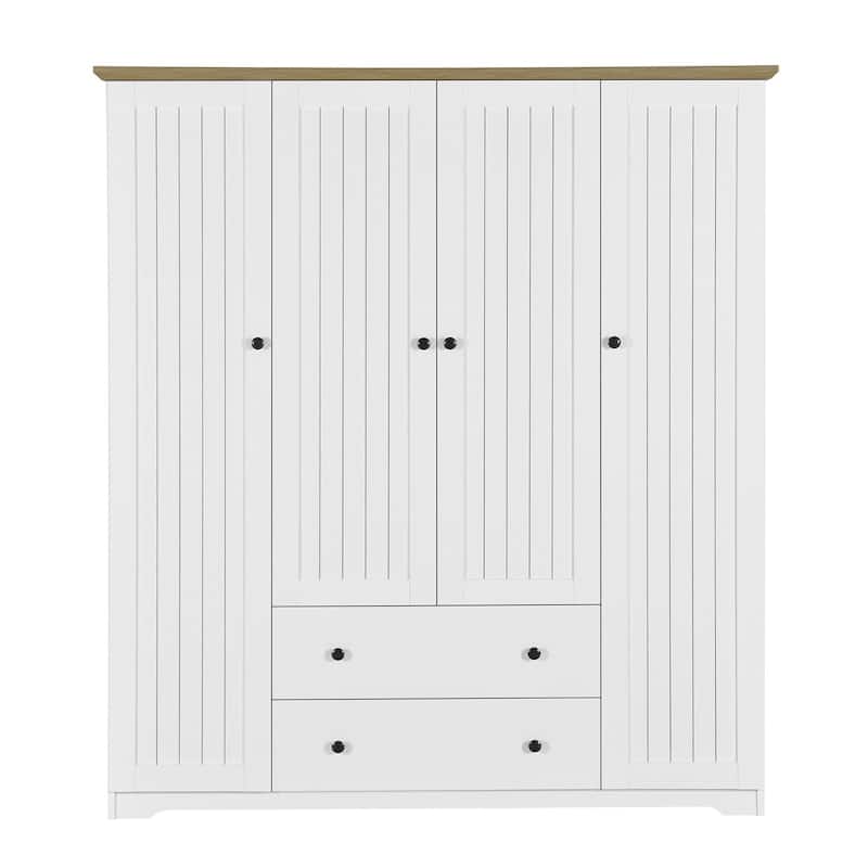 4 Door Wardrobe Armoire Closet with 2 Drawers