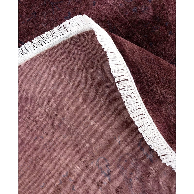 Overdyed One-of-a-Kind Hand-Knotted Round Area Rug - Purple - 6' 1" x 6' 1"