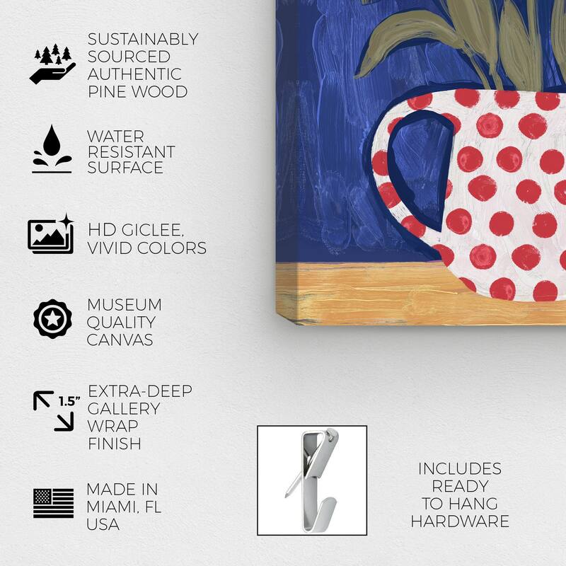 Wynwood Studio Canvas Floral and Botanical Ornate Floral Red and Modern & Contemporary Wall Art Canvas Print