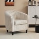 preview thumbnail 1 of 3, Roomfitters Striped Barrel Accent Chair with Upholstered Curved Back and Cushion Seat, Lounge Chair, Beige, Blue Stripe Beige
