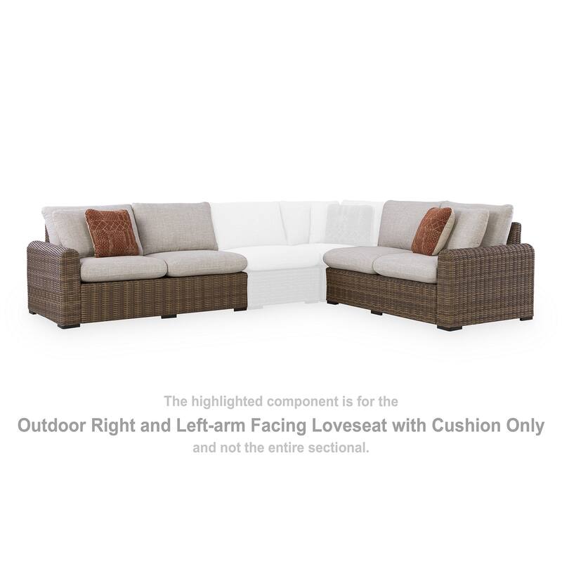 Signature Design by Ashley Angel Island Brown/Beige 4-Piece Outdoor Sectional - 127"W x 98"D x 31"H