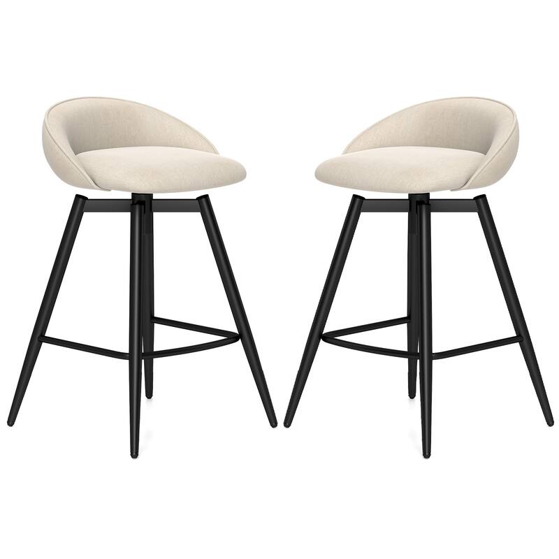 Gymax 25'' Upholstered Bar Stools Set of 4 w/ Footrest Backrest &