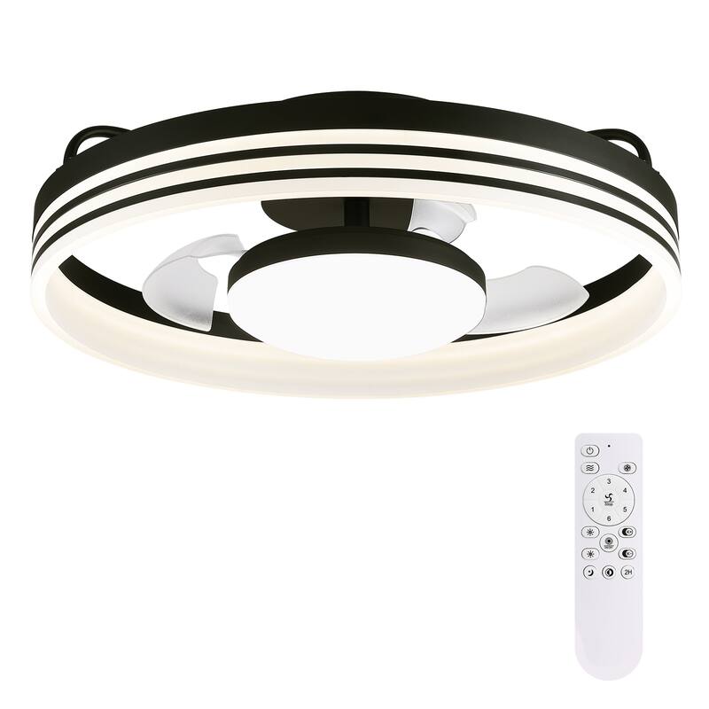 20 in Smart Bladeless Dimmable Flush Mount Ceiling Fans with Remote and Lights - 19.7''-2 Lights