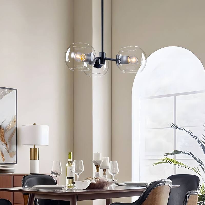 Starsky 3-Light Modern Clear Glass Sputnik Chandelier