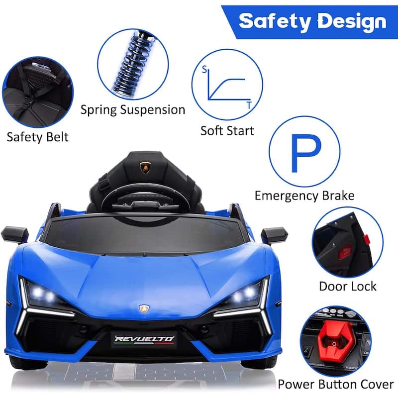 12V Kids Ride On Car, Licensed Lamborghini Revuelto Electric Car for Kids