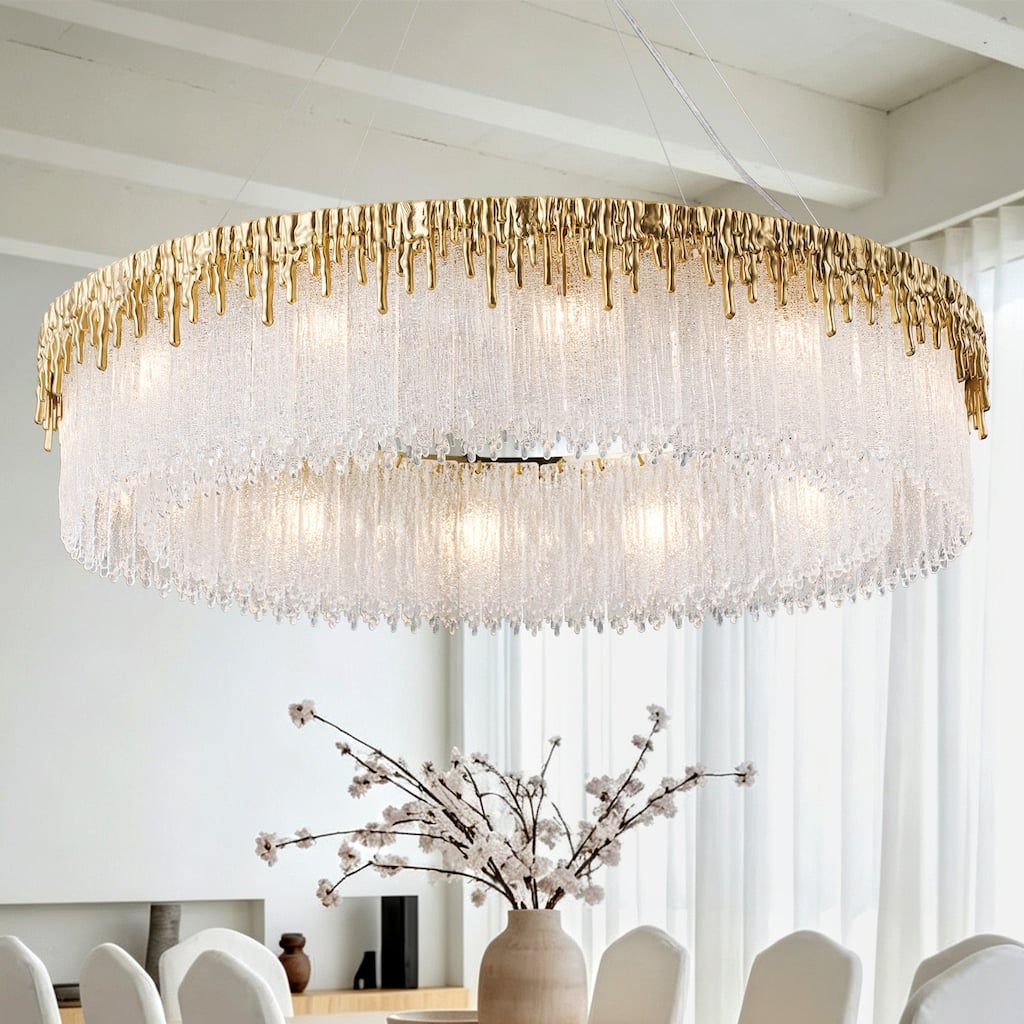 KAYLA Crystal Glass Chandelier 31.5in-47.2in Gold Chandeliers